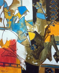 Ashkal, 24 x 30 Inch, Acrylic on Canvas, Abstract Painting, AC-ASH-315